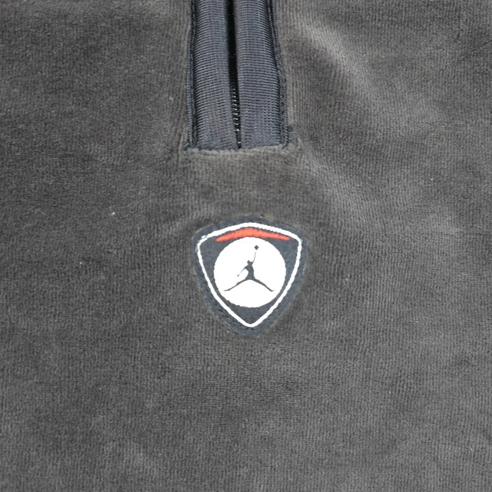 Vintage Jordan Sweatshirt Mens XL Black Velour 1/4 Zip Henley 23 Logo Basketball